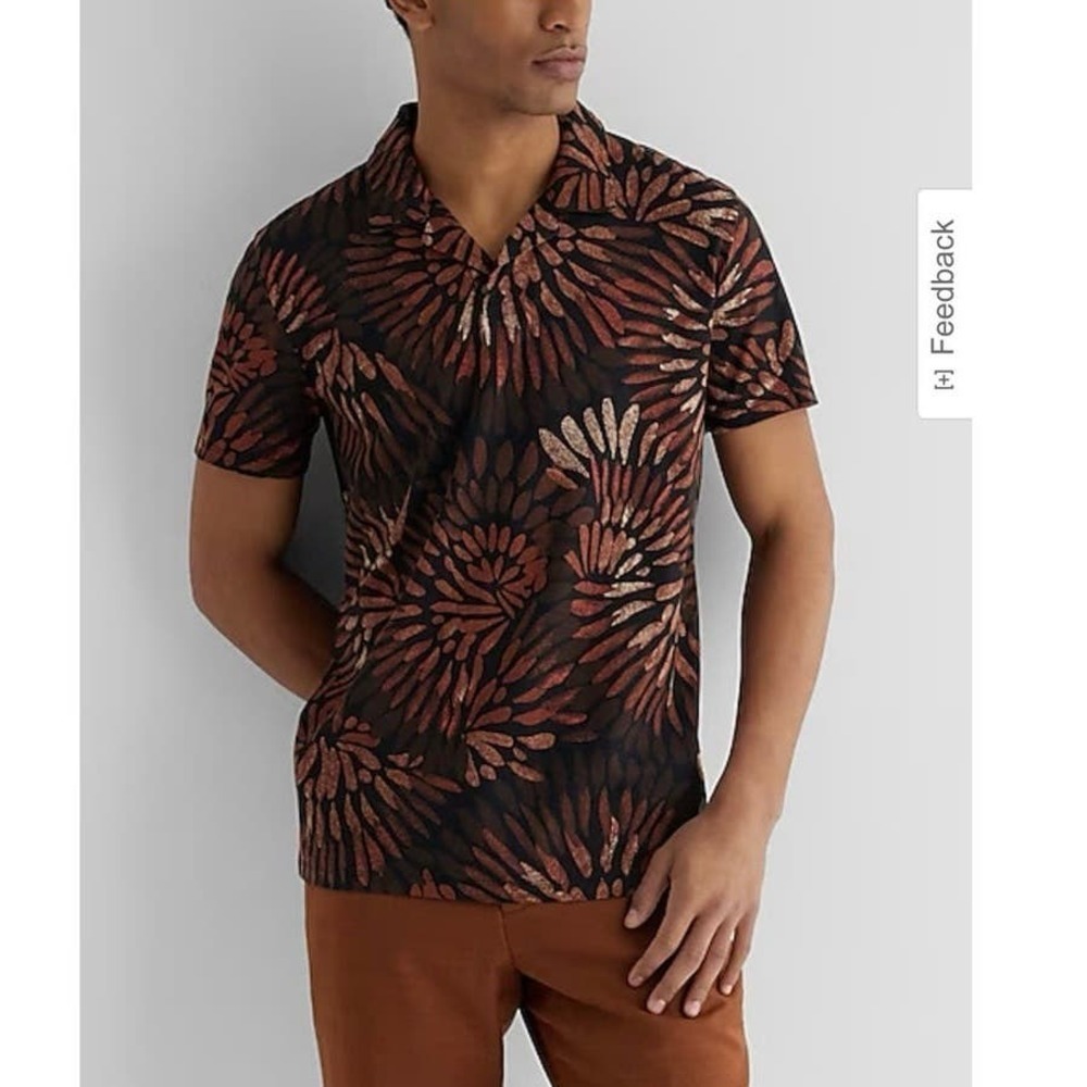 Express Relaxed Abstract Print Cotton-Blend Polo